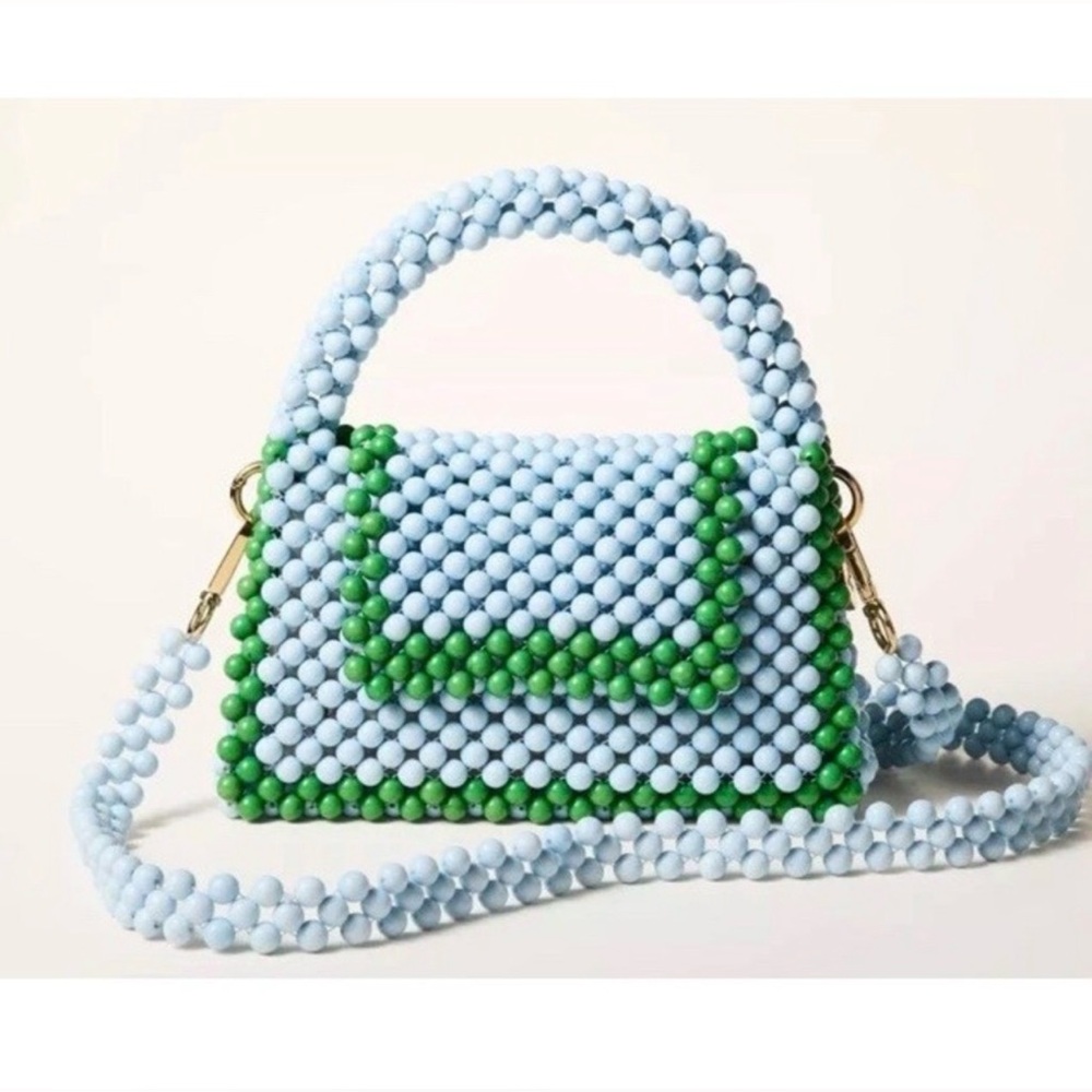 🐸Kate Spade Blue & Green Beaded Flap Bag